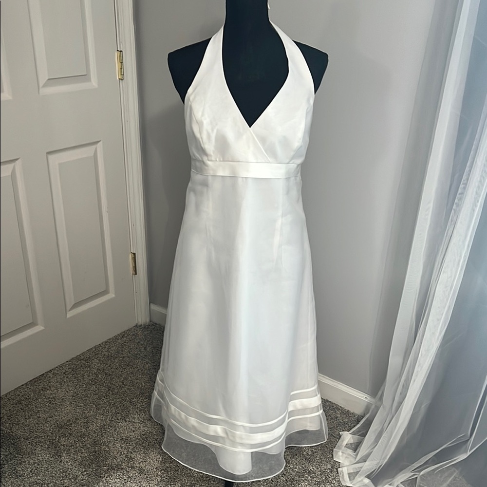 Elegant White Halter Dress